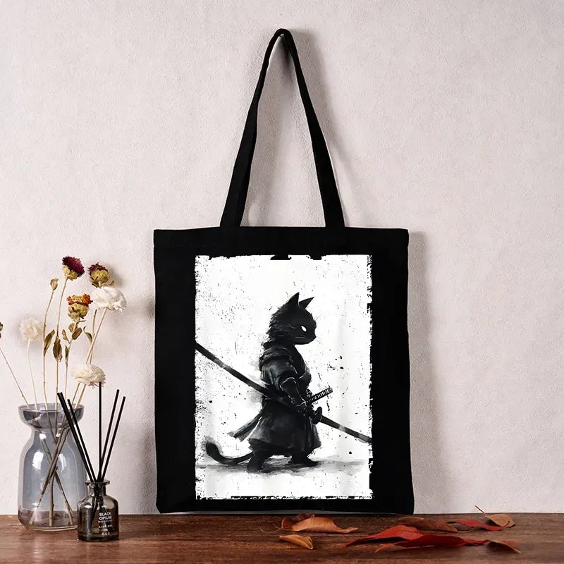 Best Seller Retro Cat Samurai Tote Bag
