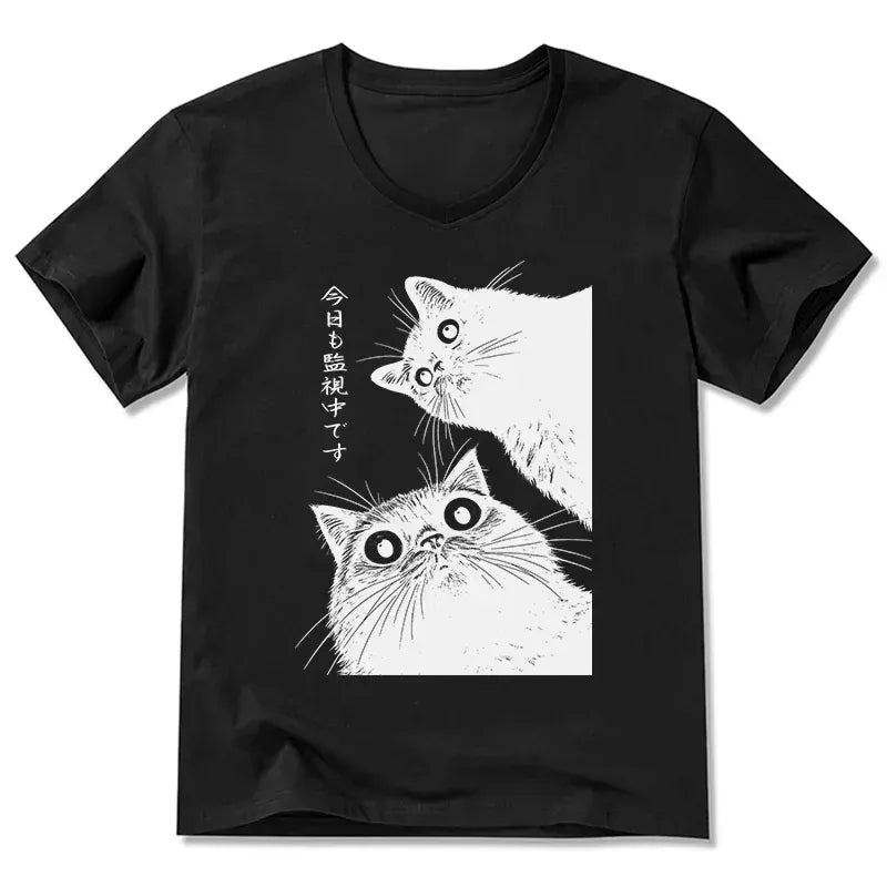v neck cat shirt for gift idea