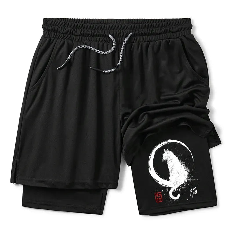 Trendy Ukiyo-e Cat Shorts for Summer
