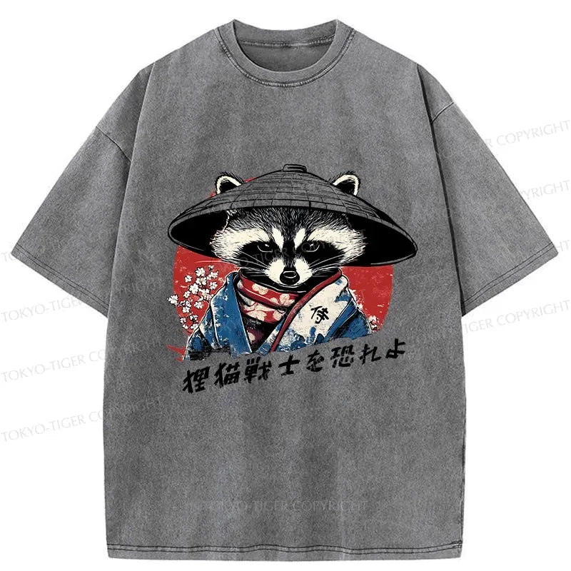 Washed Japanese Raccoon T-Shirt for Summer