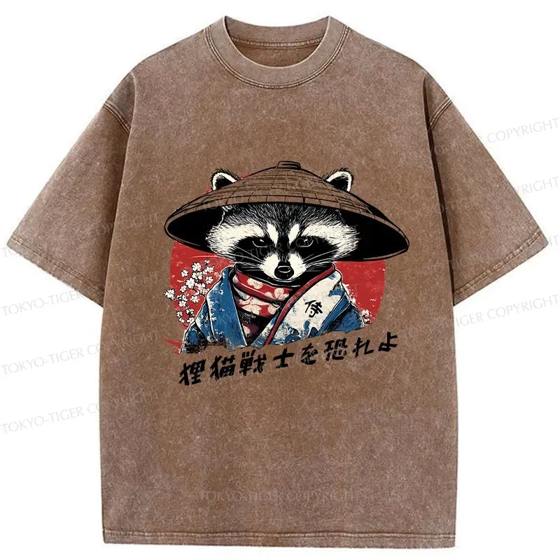 Washed Japanese Raccoon T-Shirt for Summer