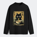 Japanese Black Cat Ramen Long Sleeve T-Shirt