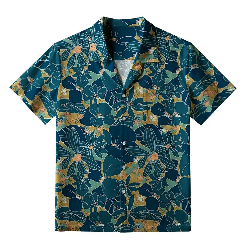 Japanese Floral Aloha Shirt Streetwear Trendy