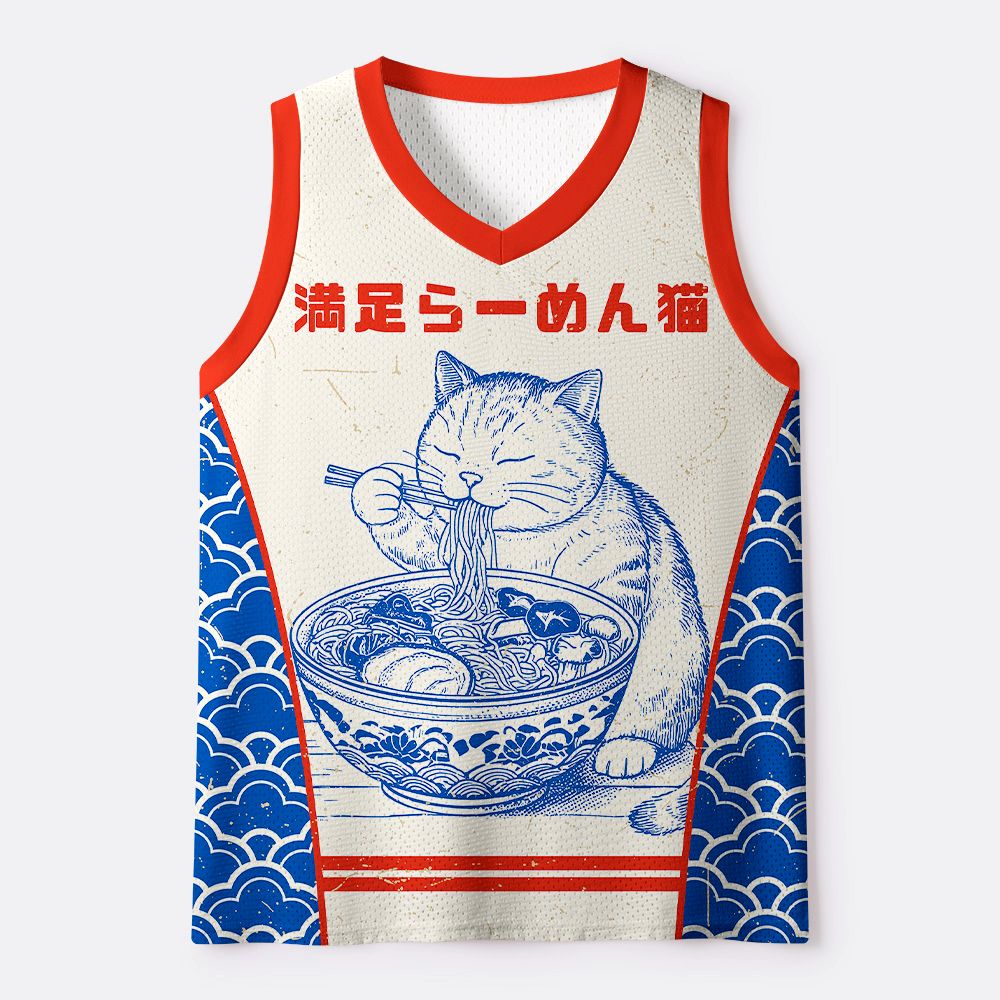 Japanese Ramen Cat Mesh Tank Top