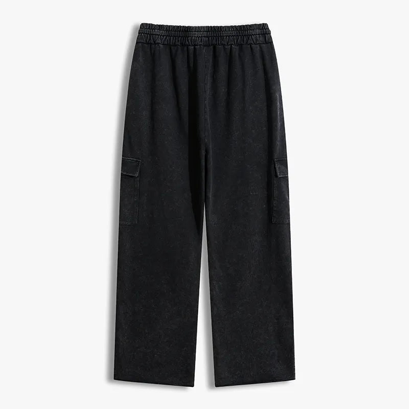Kyoto-Lion Minimal Asian Ink Brush Gecko Vibe Washed Utility Sweatpants