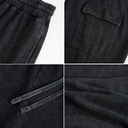 Kyoto-Lion Minimal Asian Ink Brush Gecko Vibe Washed Utility Sweatpants