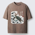 Japanese Calligraphy Turtle Washed T-Shirt