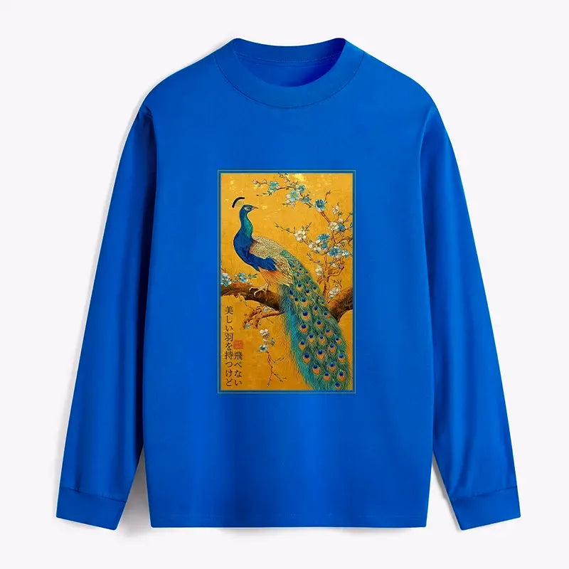 Kyoto-Lion The Peacock's Silent Elegance Classic Long Sleeve T-Shirt