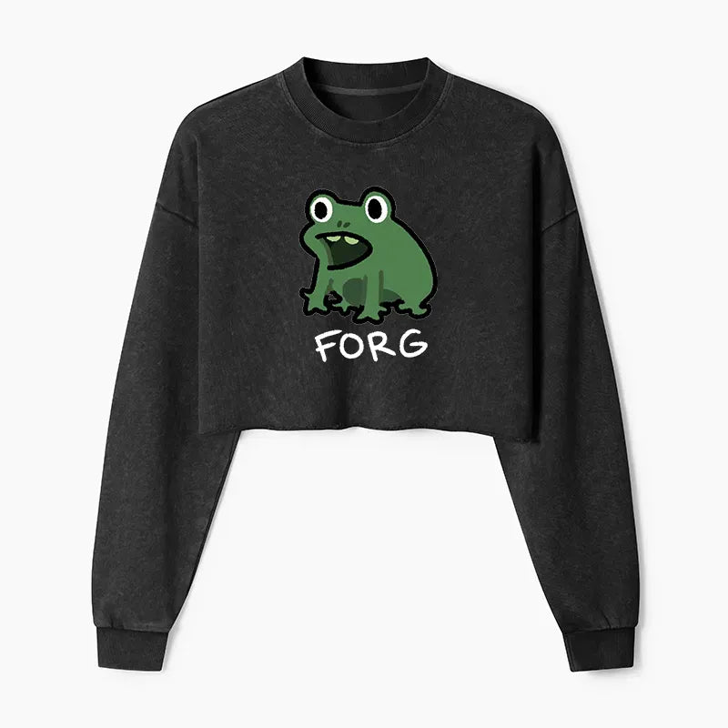 Washed Crop Sweatshirt for Daily Wear