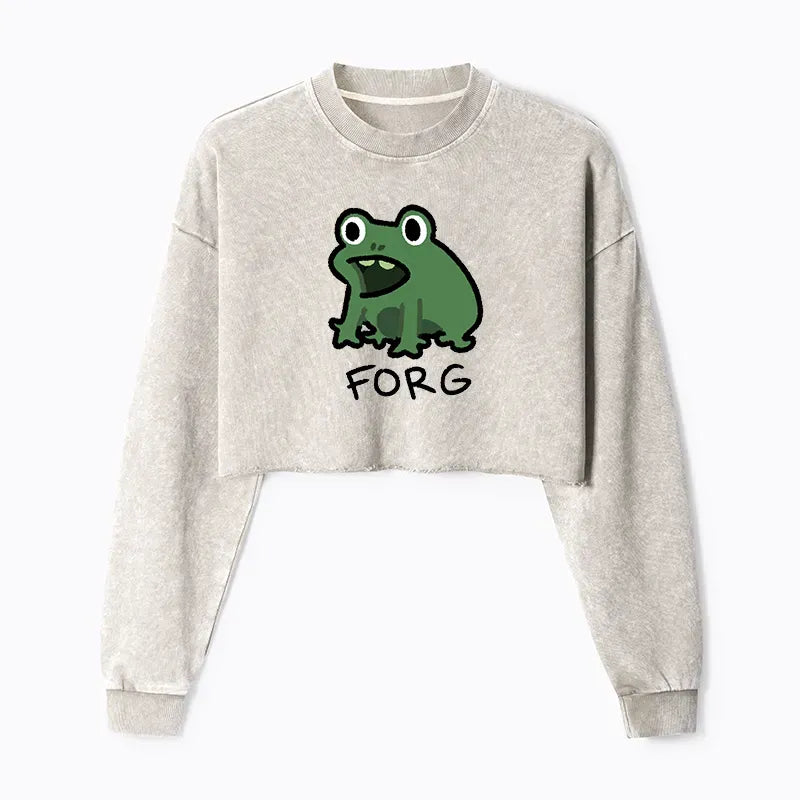 Japanese Washed Crop Sweatshirt for Women