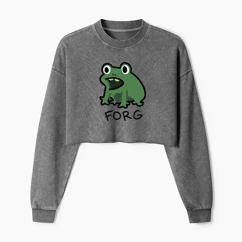 Japanese Washed Crop Sweatshirt for Women