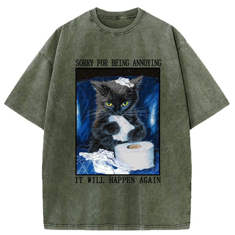 washed cat t-shirt for anime convention