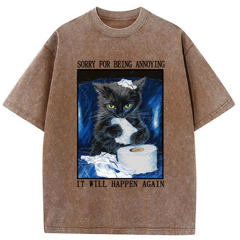 washed cat t-shirt for anime convention