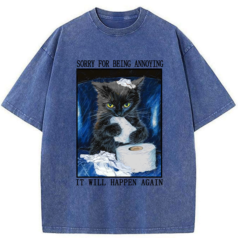 washed cat t-shirt for anime convention