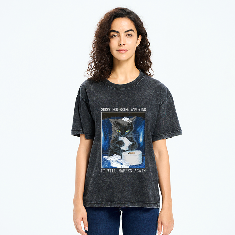 Kyoto-Lion Naughty Cat Destroys Toilet Paper Washed T-Shirt
