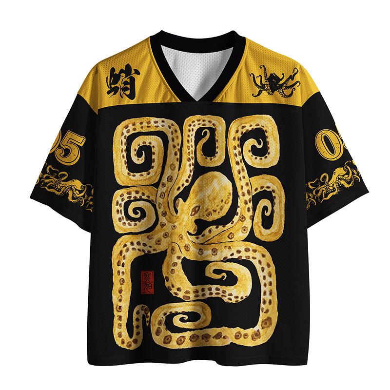 Trendy Japanese Octopus Mesh Jersey Streetwear