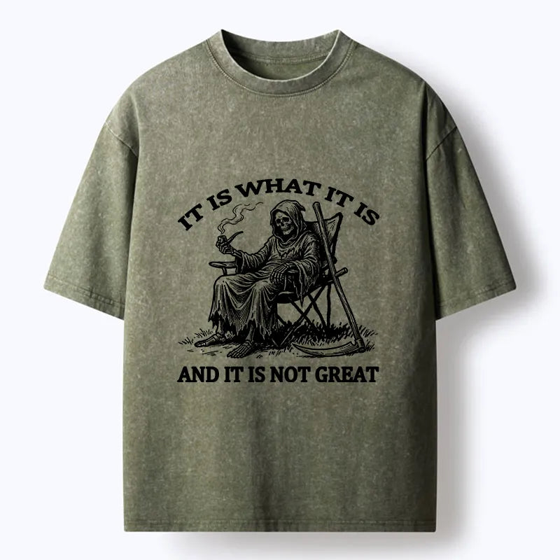 Kyoto-Lion Funny Reaper Meme Washed T-Shirt