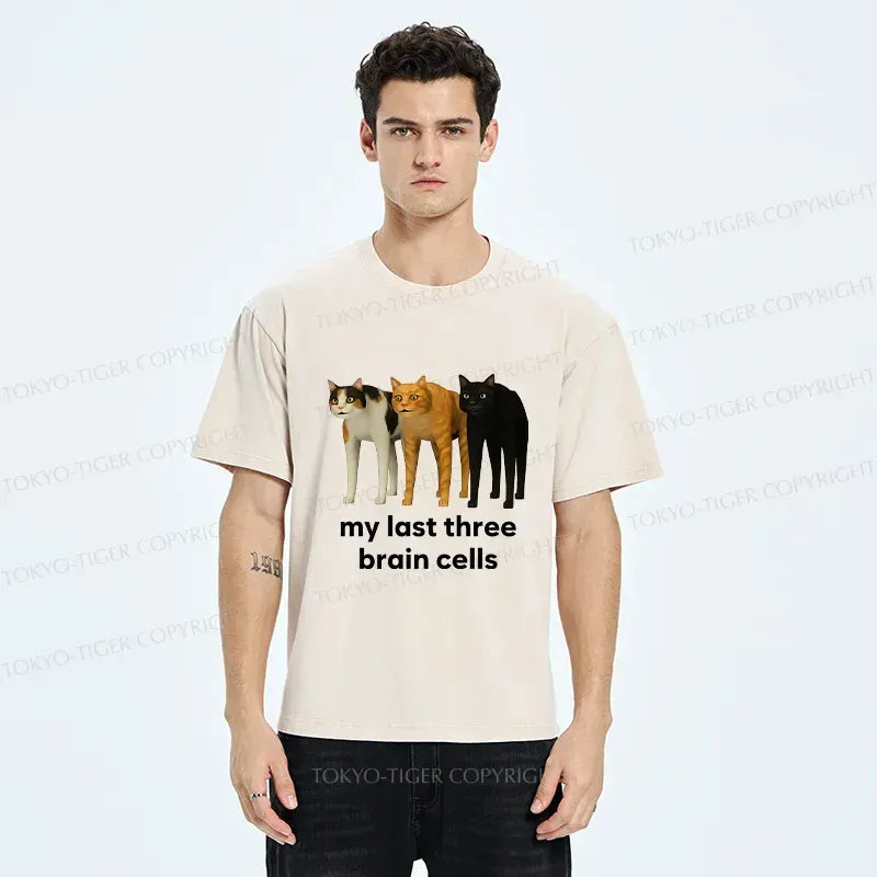 Kyoto-Lion Brain Cells Cats Washed T-Shirt