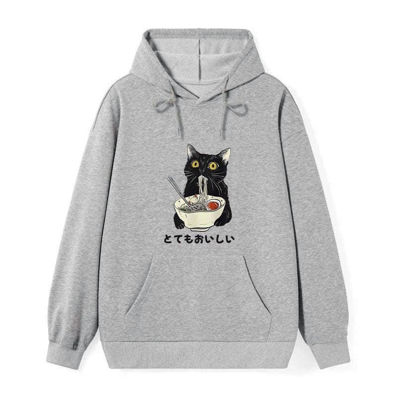 funny cat eating ramen hoodie for women