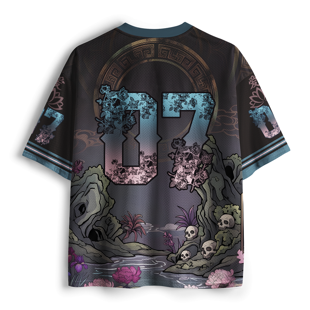 Kyoto-Lion Impermanence Beauty Dark Ukiyoe Skeleton Mesh Jersey