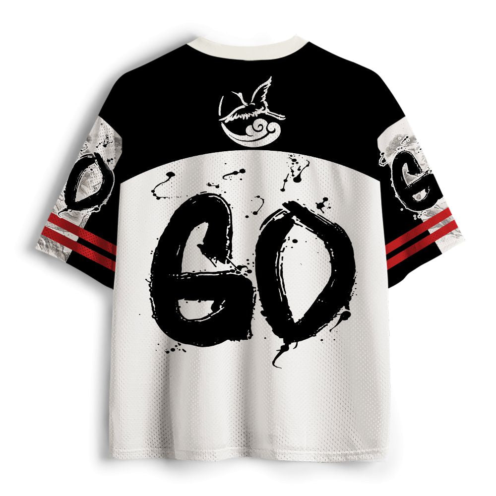 Kyoto-Lion Japanese Ink Wash Crane Samurai Mesh Jersey