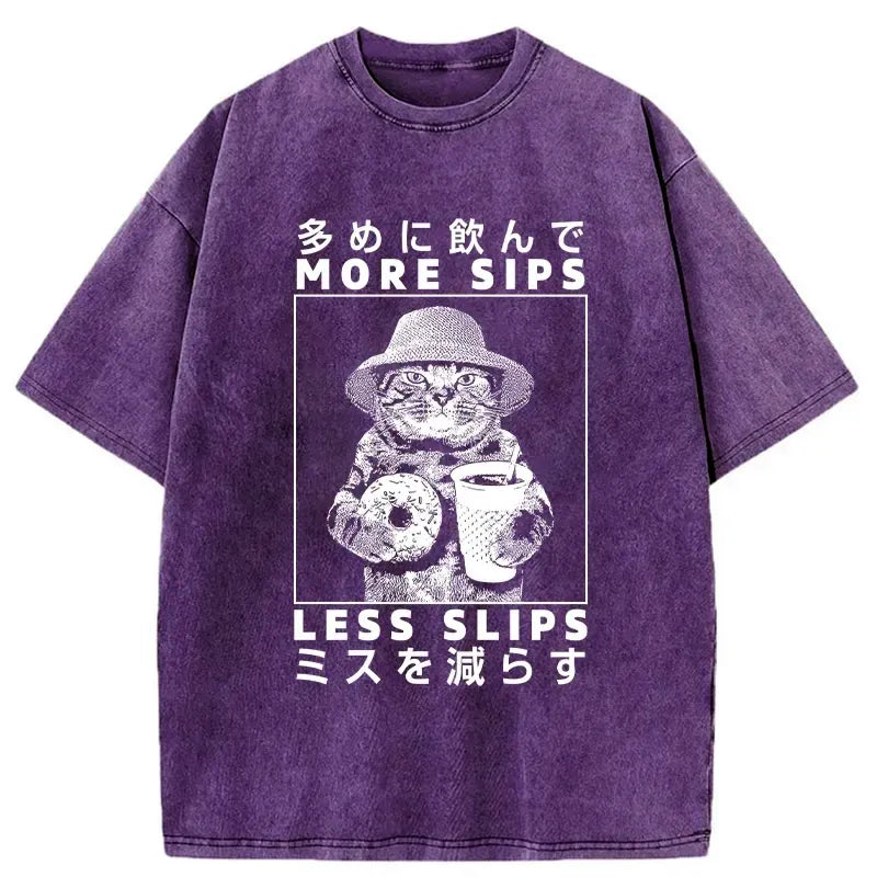 Kyoto-Lion More Sips Less Slips Washed T-Shirt