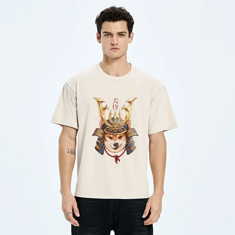 Kyoto-Lion Samurai Shiba Warrior Washed T-Shirt