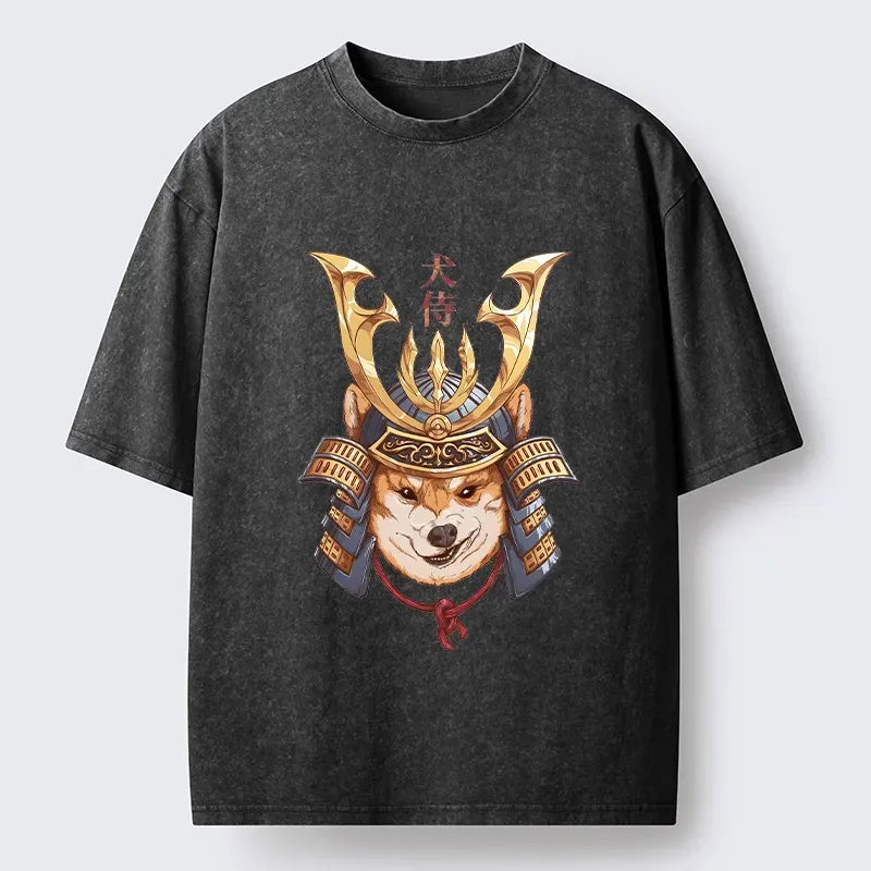 Kyoto-Lion Samurai Shiba Warrior Washed T-Shirt