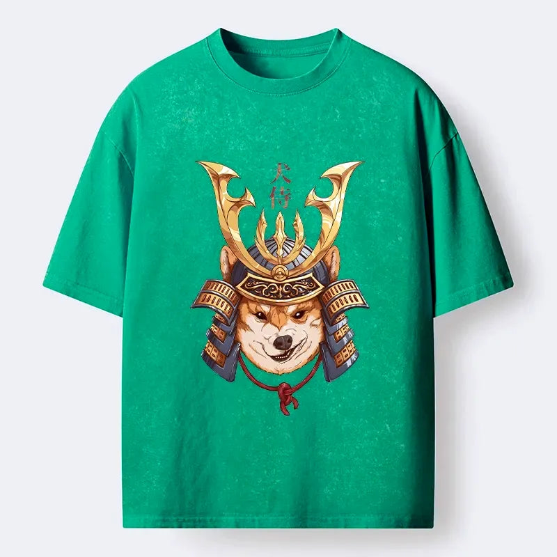 Kyoto-Lion Samurai Shiba Warrior Washed T-Shirt
