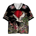 Kyoto-Lion Japanese Sun Peony Crane Mesh Jersey