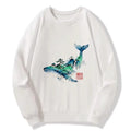japanese whale ink painting sweatshirt