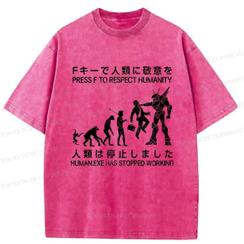 Kyoto-Lion Human.Exe Has Stopped Working Washed T-Shirt