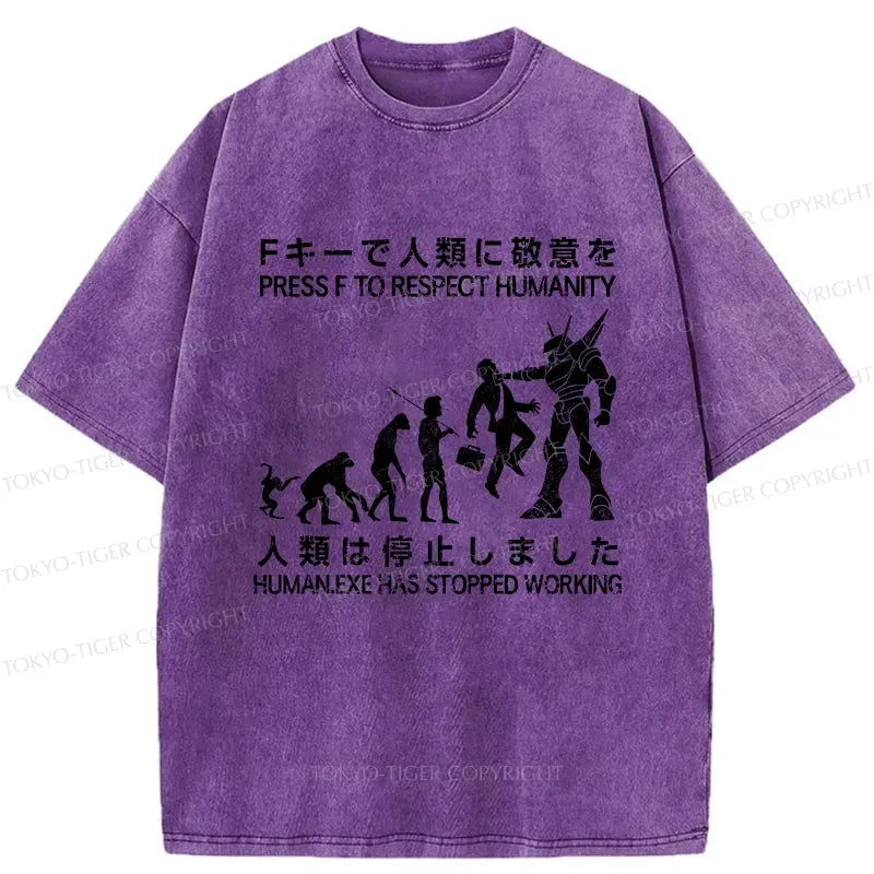 Kyoto-Lion Human.Exe Has Stopped Working Washed T-Shirt