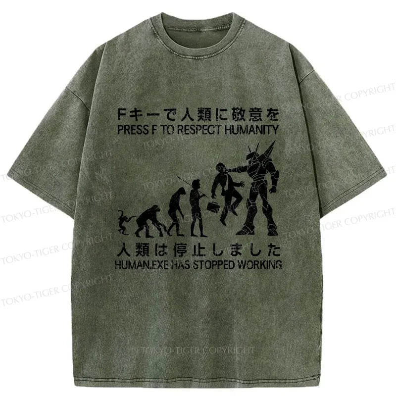 Kyoto-Lion Human.Exe Has Stopped Working Washed T-Shirt