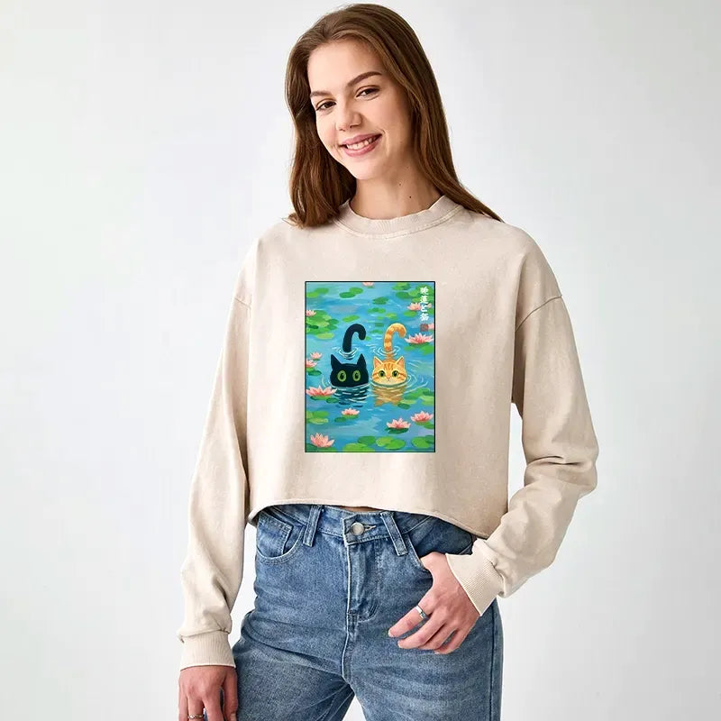 Japanese vintage washed crop sweatshirt