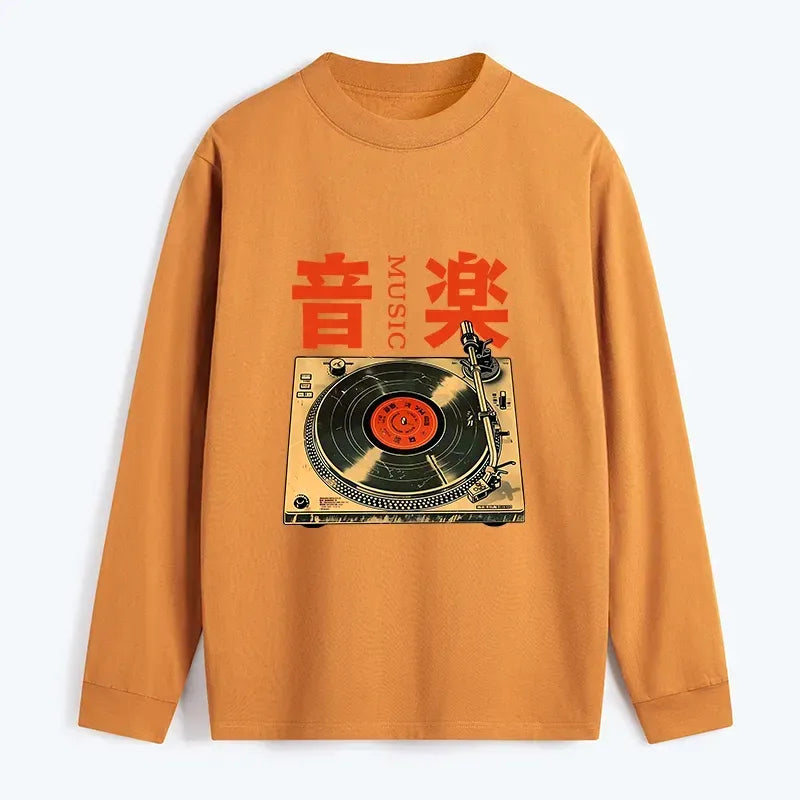 Kyoto-Lion Retro Music Record Player Classic Long Sleeve T-Shirt