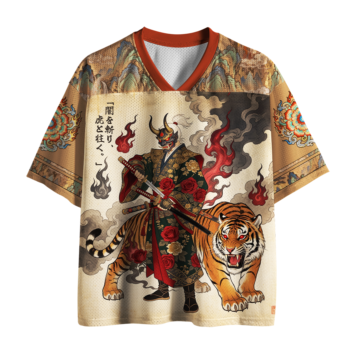 Kyoto-Lion Oni Samurai Tiger Warrior Jersey Japanese Ukiyo-e Art Jersey