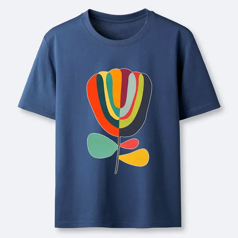 Japanese Colorful Flower T-Shirt for Summer