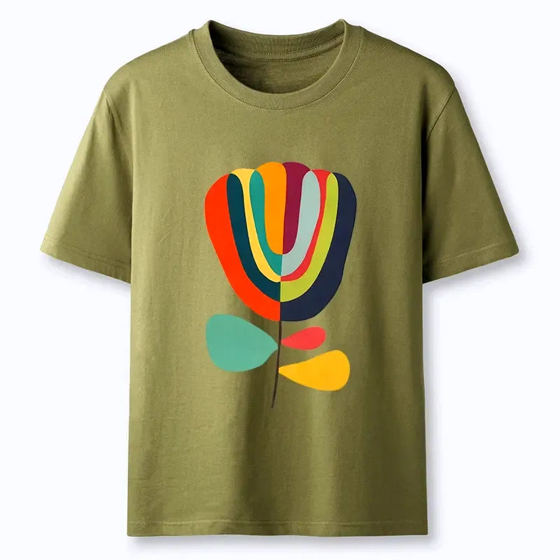 Japanese Colorful Flower T-Shirt for Summer