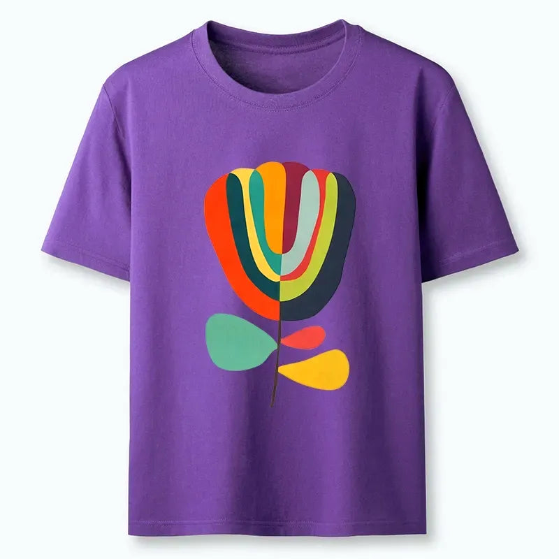 Japanese Colorful Flower T-Shirt for Summer