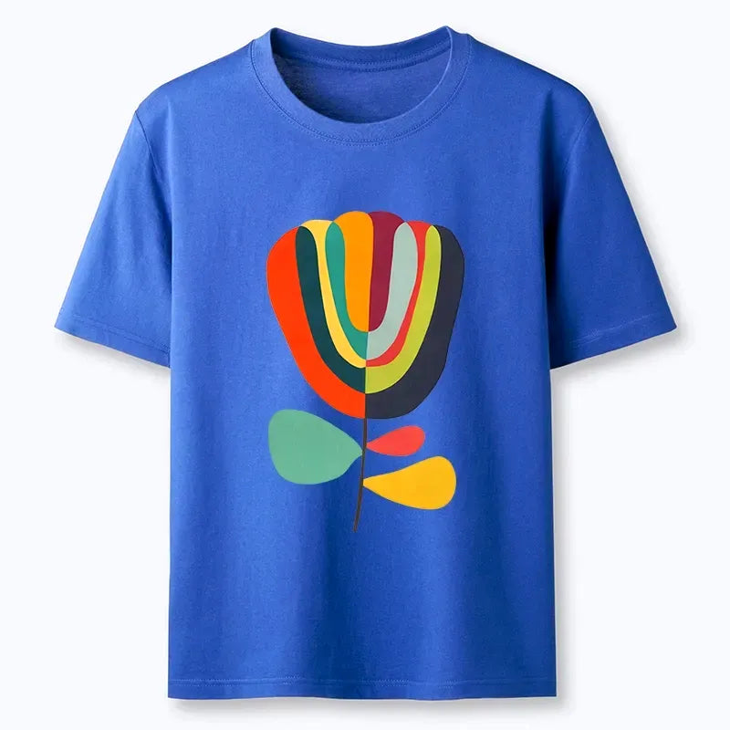Kyoto-Lion Minimalist T-Shirt with Floral Print