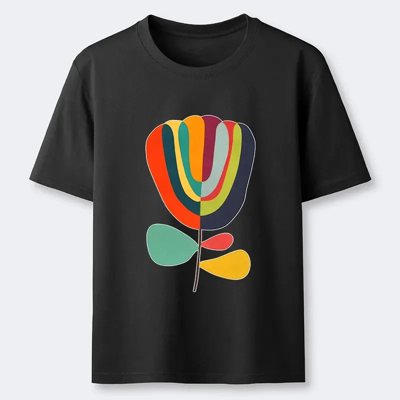 Kyoto-Lion Colorful Flower Minimalist Print Classic T-Shirt