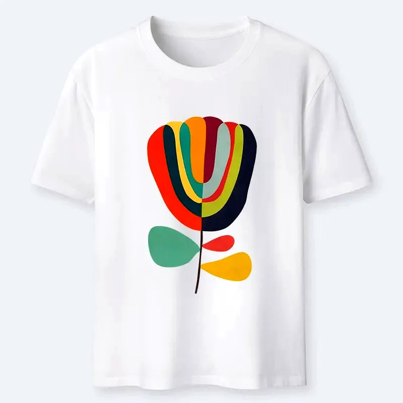 Japanese Colorful Flower T-Shirt for Summer