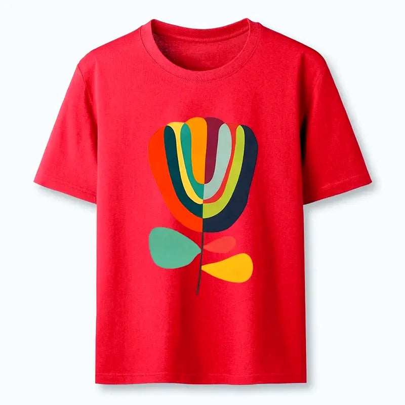 Kyoto-Lion Minimalist T-Shirt with Floral Print
