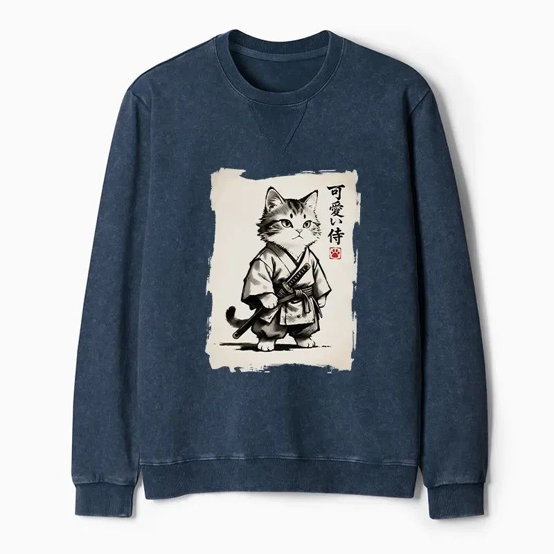 Japanese Samurai Cat Sweatshirt Gift Idea