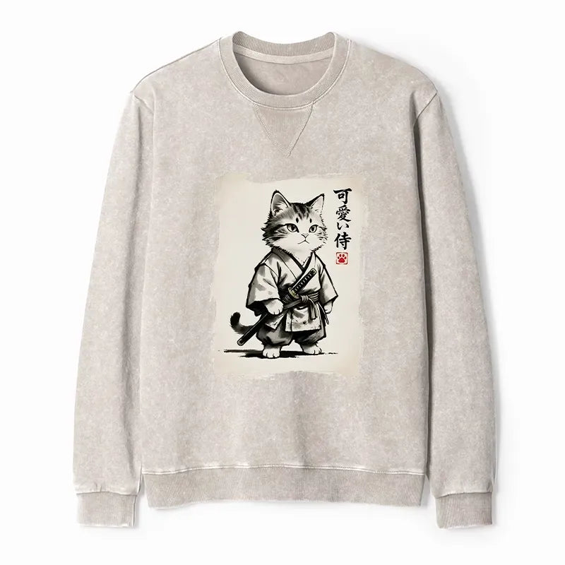 Japanese Samurai Cat Sweatshirt Gift Idea