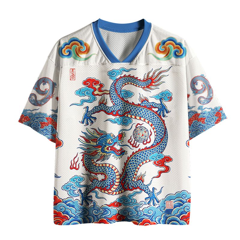 Kyoto-Lion Traditional Oriental Dragon Cloud Mesh Jersey