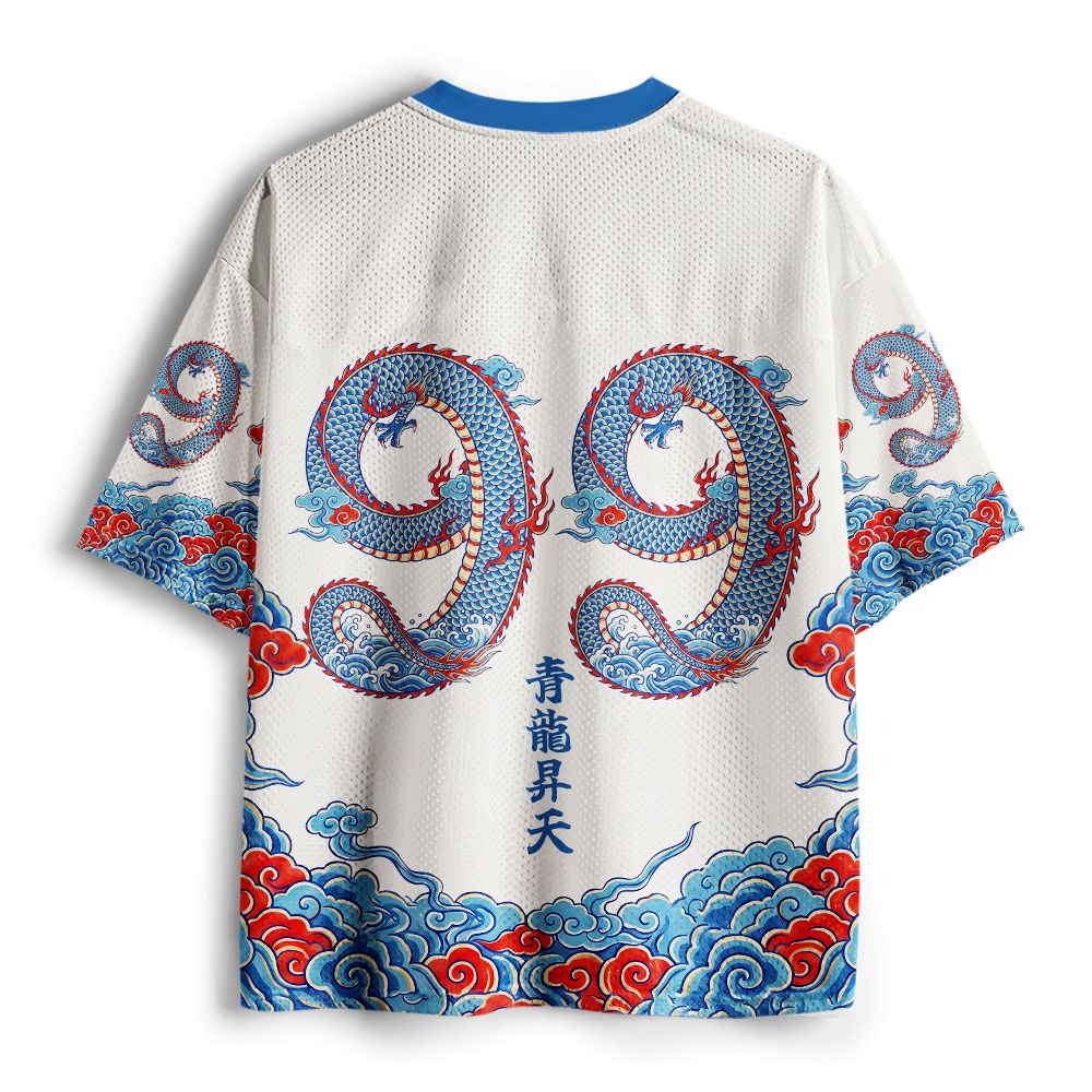 Kyoto-Lion Traditional Oriental Dragon Cloud Mesh Jersey