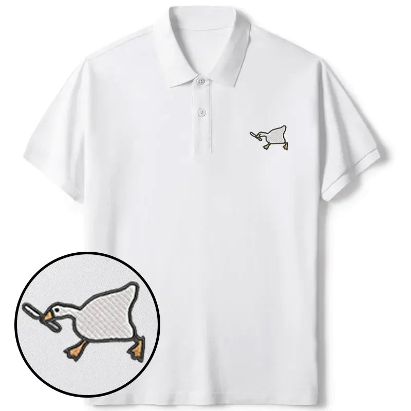 Kyoto-Lion Naughty Goose Embroidered Polo T-Shirt