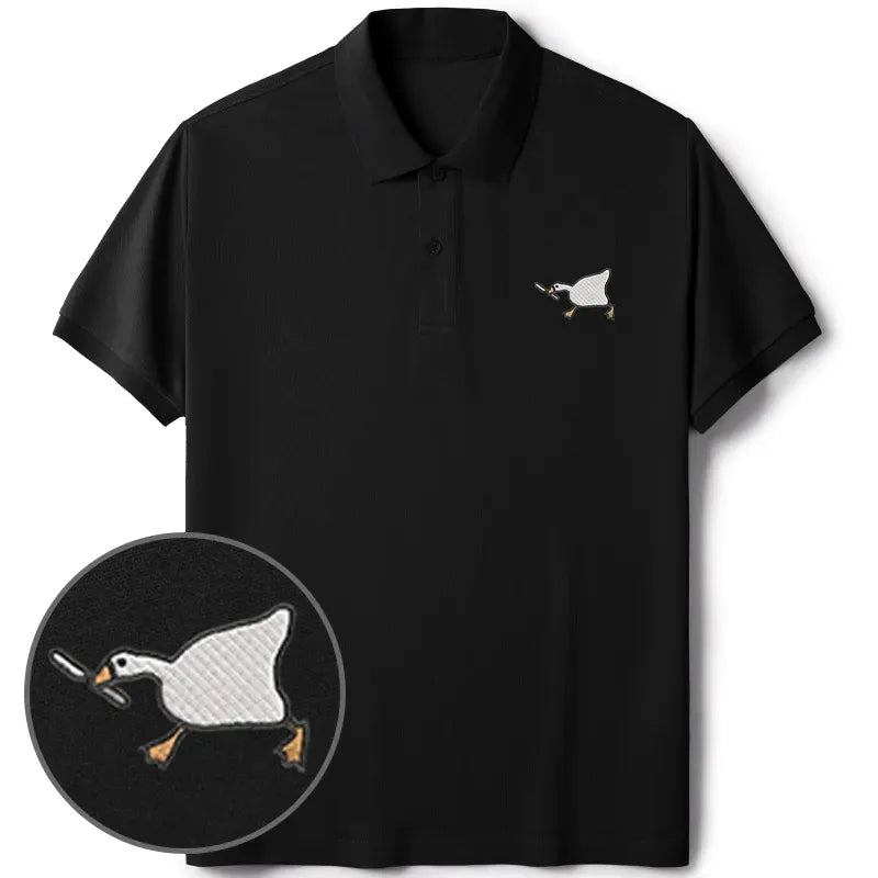 Kyoto-Lion Naughty Goose Embroidered Polo T-Shirt